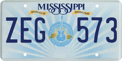 MS license plate ZEG573
