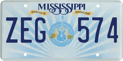 MS license plate ZEG574