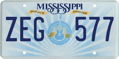 MS license plate ZEG577