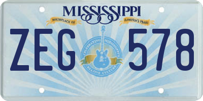 MS license plate ZEG578