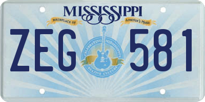 MS license plate ZEG581