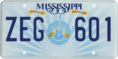 MS license plate ZEG601
