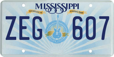 MS license plate ZEG607
