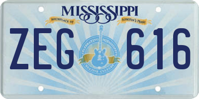 MS license plate ZEG616