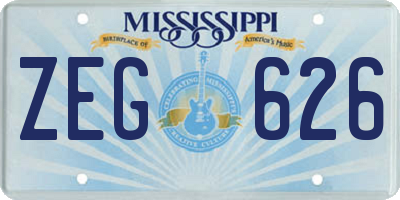 MS license plate ZEG626