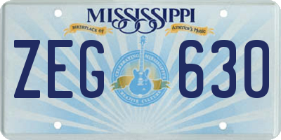 MS license plate ZEG630