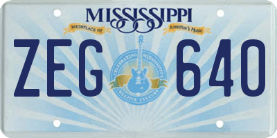 MS license plate ZEG640
