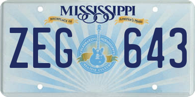 MS license plate ZEG643