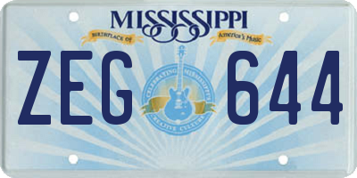 MS license plate ZEG644