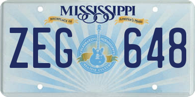 MS license plate ZEG648