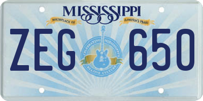 MS license plate ZEG650