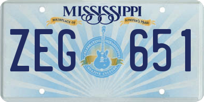 MS license plate ZEG651