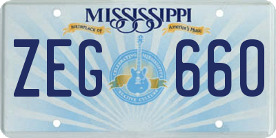 MS license plate ZEG660