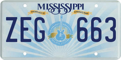 MS license plate ZEG663