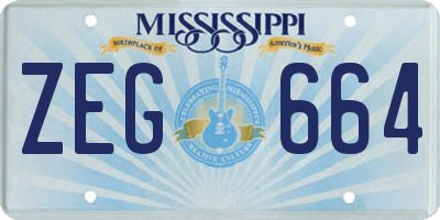 MS license plate ZEG664