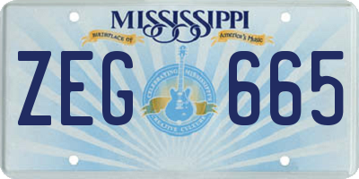 MS license plate ZEG665