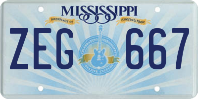 MS license plate ZEG667