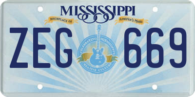 MS license plate ZEG669