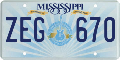 MS license plate ZEG670