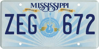 MS license plate ZEG672