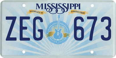 MS license plate ZEG673