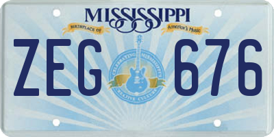 MS license plate ZEG676