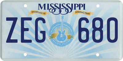 MS license plate ZEG680
