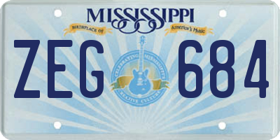 MS license plate ZEG684
