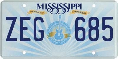 MS license plate ZEG685