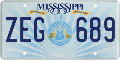 MS license plate ZEG689
