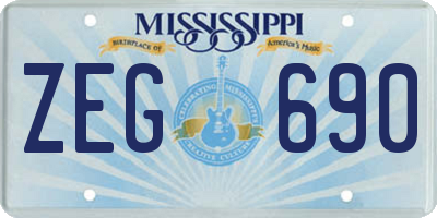 MS license plate ZEG690