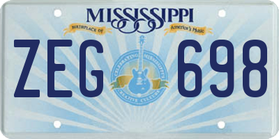MS license plate ZEG698