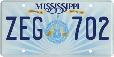 MS license plate ZEG702