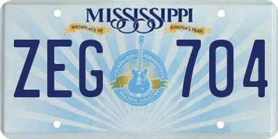 MS license plate ZEG704