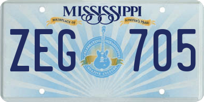 MS license plate ZEG705