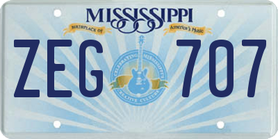 MS license plate ZEG707