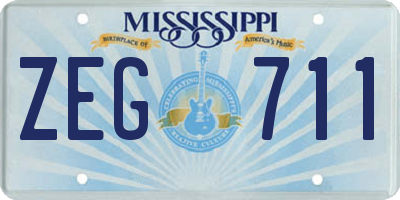 MS license plate ZEG711