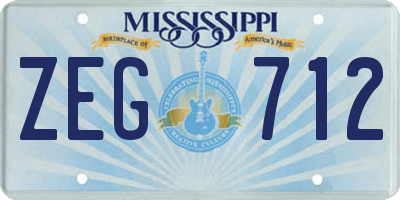 MS license plate ZEG712