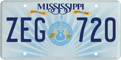 MS license plate ZEG720