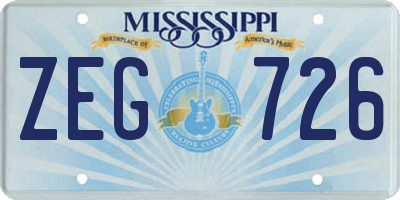 MS license plate ZEG726