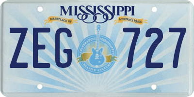MS license plate ZEG727
