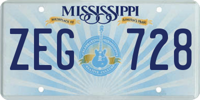 MS license plate ZEG728