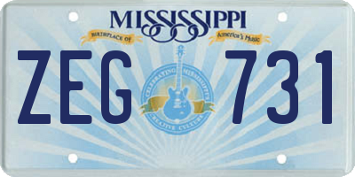 MS license plate ZEG731