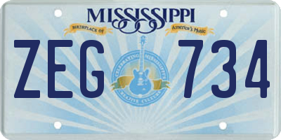 MS license plate ZEG734