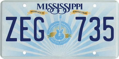 MS license plate ZEG735