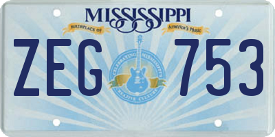 MS license plate ZEG753