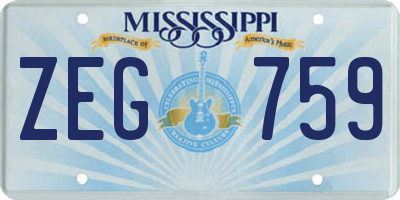 MS license plate ZEG759