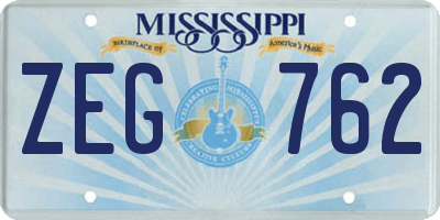 MS license plate ZEG762