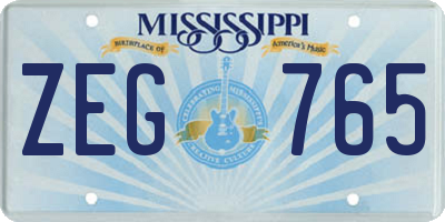 MS license plate ZEG765