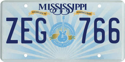 MS license plate ZEG766